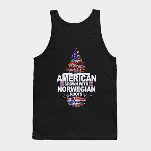 Christmas Tree  American Grown With Norwegian Roots - Gift for Norwegian From Norway Tank Top by Country Flags